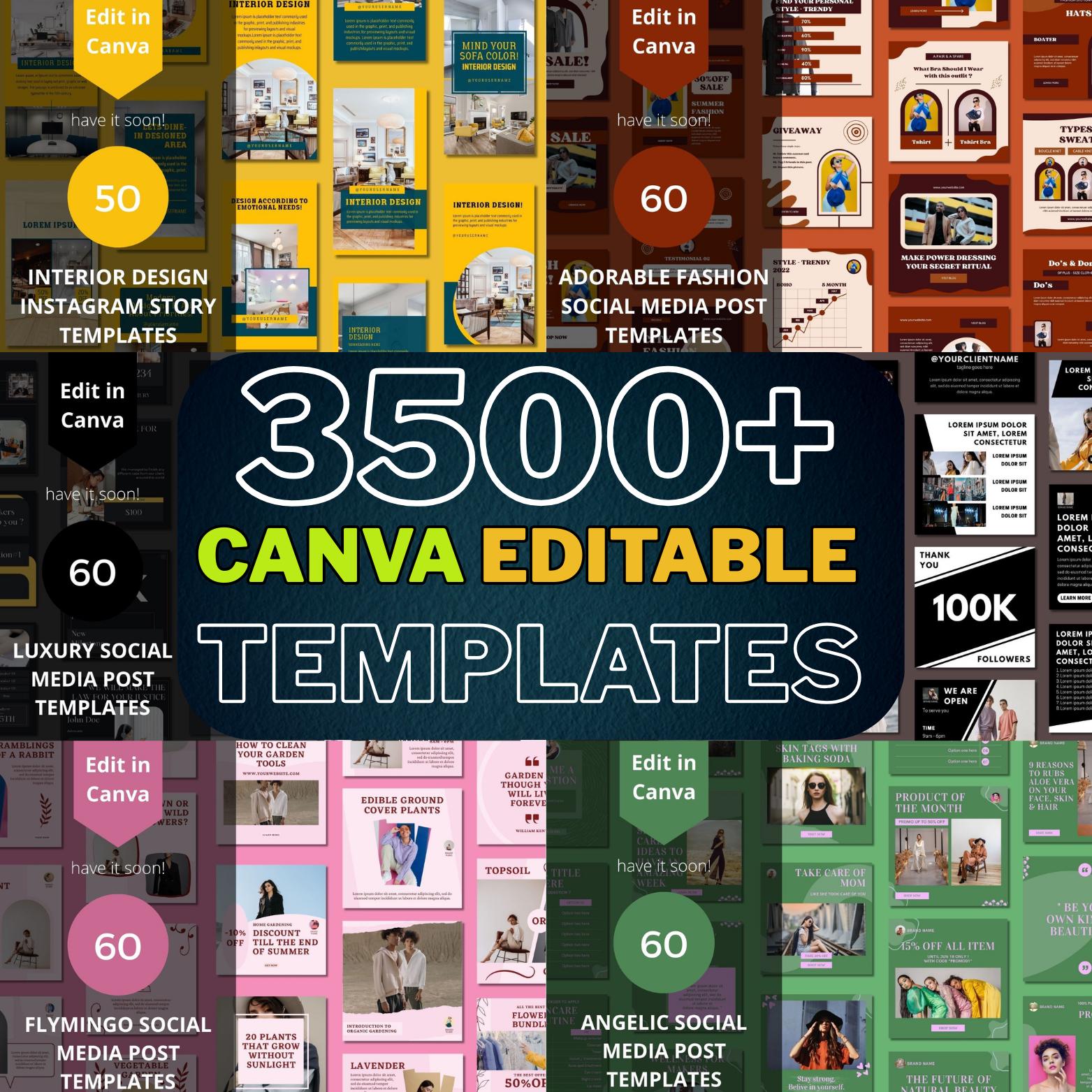 3500+ Premium Canva Editable Social Media Templates Mega Bundle